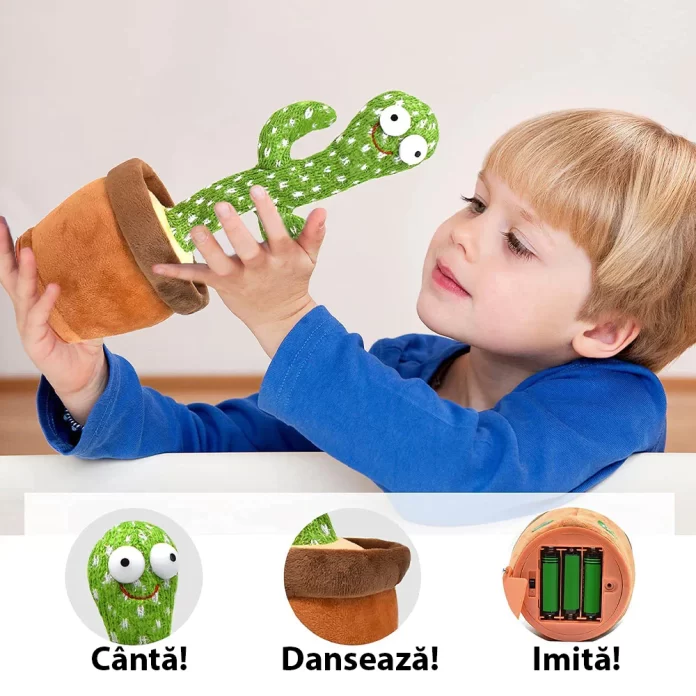 Cactus de jucărie dansează şi repetă cuvintele ca un papagal